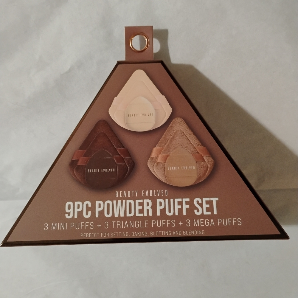 Beauty Evolved 9pc Powder Puff Set - Neutral Brown & Beige